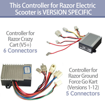 24V Control Module, 7 Connectors, 6-Pin Throttle, Model: HB2430-TYD6K-FS-ROHS, Fit for Razor Ground Force Drifter (V3+), Crazy Cart (V1-4), Dune Buggy(V12+), Razor Ground Force Go Kart (V13+)