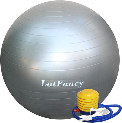 LotFancy Exercise Stability Ball with Foot Pump Fitness Balance Ball for Yoga Pilates Gym, Thick, Heavy Duty, Anti-Burst, 55cm 65cm 75cm Available