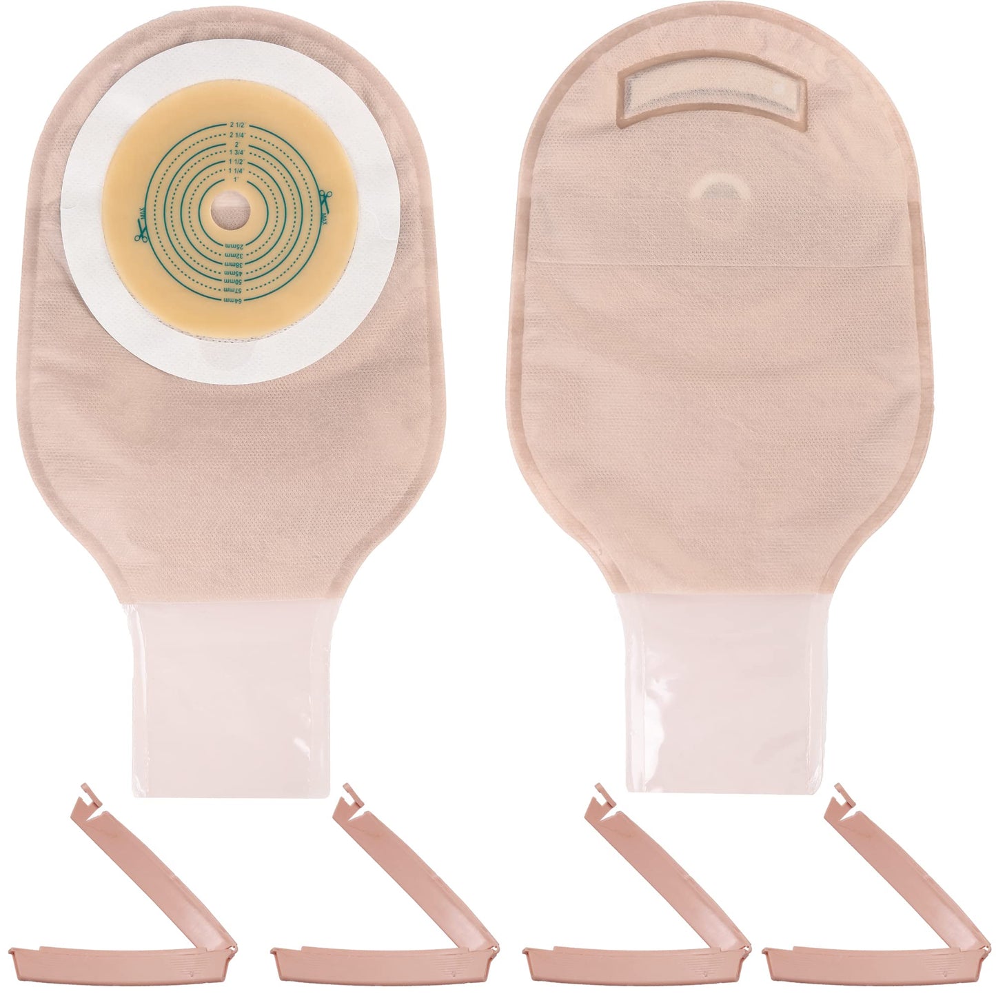 LotFancy Colostomy Bags, 10Pcs One Piece Drainable Pouches for Ostomy Colostomy Ileostomy Stoma Care, Cut-to-Fit (Max 64mm), Ostomy Supplies