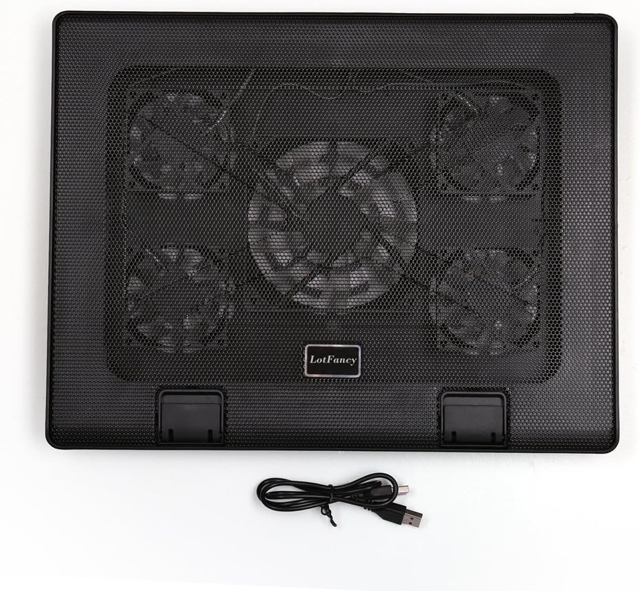 LotFancy Laptop Cooler Cooling Pad with 5 Quiet Fans for 12-17" Notebook, Dual USB Ports