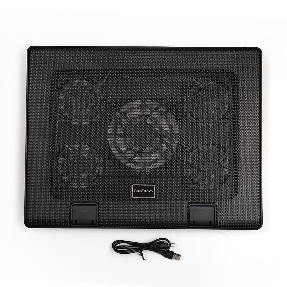 LotFancy Laptop Cooler Cooling Pad with 5 Quiet Fans for 12-17" Notebook, Dual USB Ports