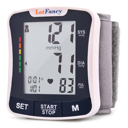 Wrist Blood Pressure Monitor, Talking BP Machine with Voice Broadcast, Cuff (5.3"-8.5"), 2 User, 120 Reading Memory, Automatic Digital BP Gauge, Large LCD Display