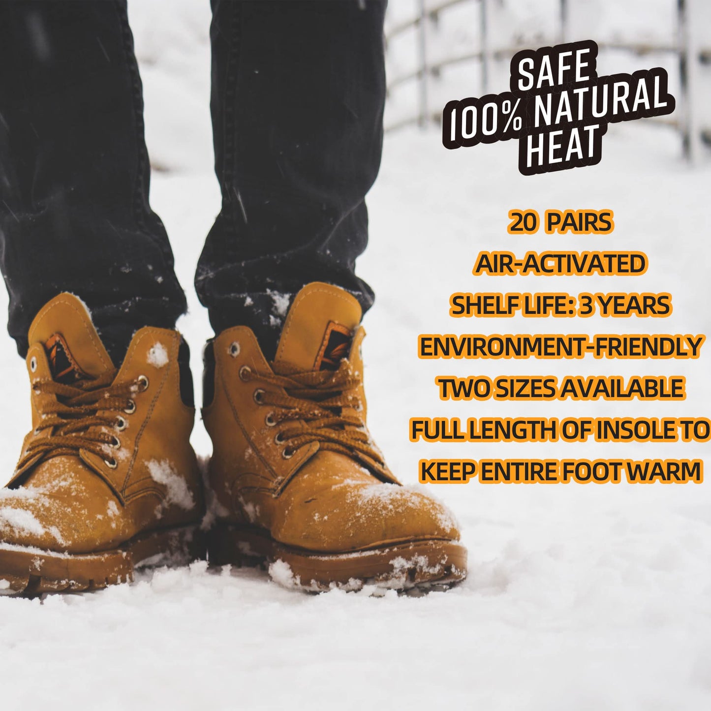 MEDLOT Heated Insoles Foot Warmer, 20 Pairs, Long Lasting Disposable Boot Shoe Warmer for Men and Women
