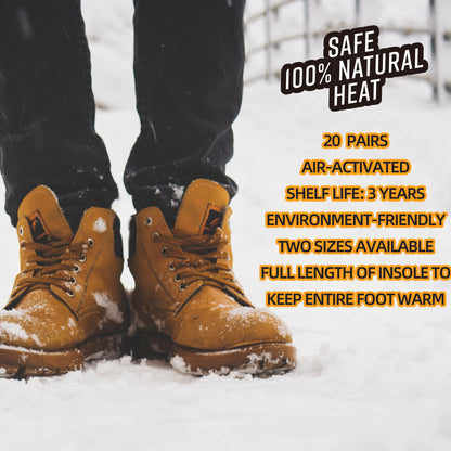 MEDLOT Heated Insoles Foot Warmer, 20 Pairs, Long Lasting Disposable Boot Shoe Warmer for Men and Women