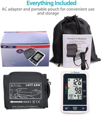 LotFancy Blood Pressure Monitor Upper Arm, Accurate Adjustable Digital BP Machine, Upper Arm Cuff, 2 Users, 120 Reading Memory, BP Meter with Large Screen for Home Use