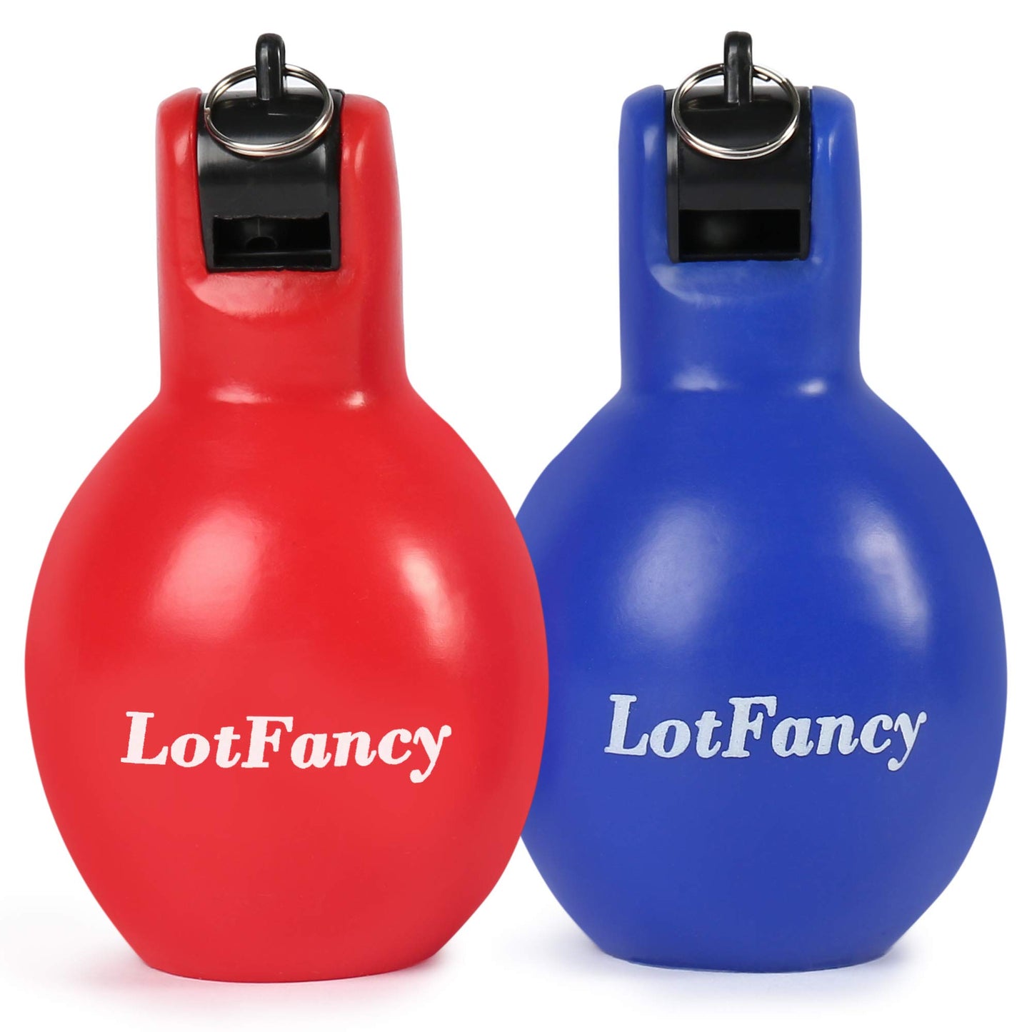 LotFancy Hand Squeeze Whistles, 2 Pack Coach Whistle for Coaches Referees, Hand-held Outdoor Indoor Sports Whistle, Soft PVC