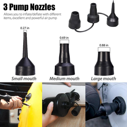 LotFancy Electric Air Pump, 12V DC Air Pump for Inflatables, Portable Inflator/Deflator Pumps for Kayaks, Outdoor Camping, Air Mattress, Air Bed Raft Pool Toys, with 3 Nozzles, Quick-Fill