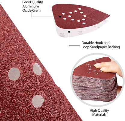 (Red) Assorted Mouse Sandpaper 12-Hole