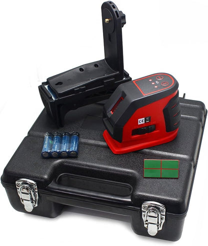 LotFancy Self-Leveling Cross Line Laser Level Kit with Case, Range 65 Ft., Accuracy 1/4 Inch at 100Ft., Ideal for Construction, DIY, Craftsmen and Professional Use