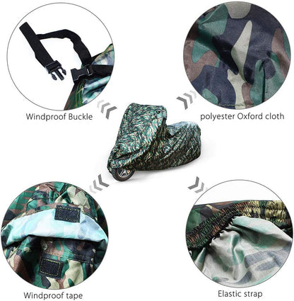 LotFancy Motorcycle Cover - All Weather Deluxe Waterproof Bike Tarp for Scooter Moped Cruiser etc.
