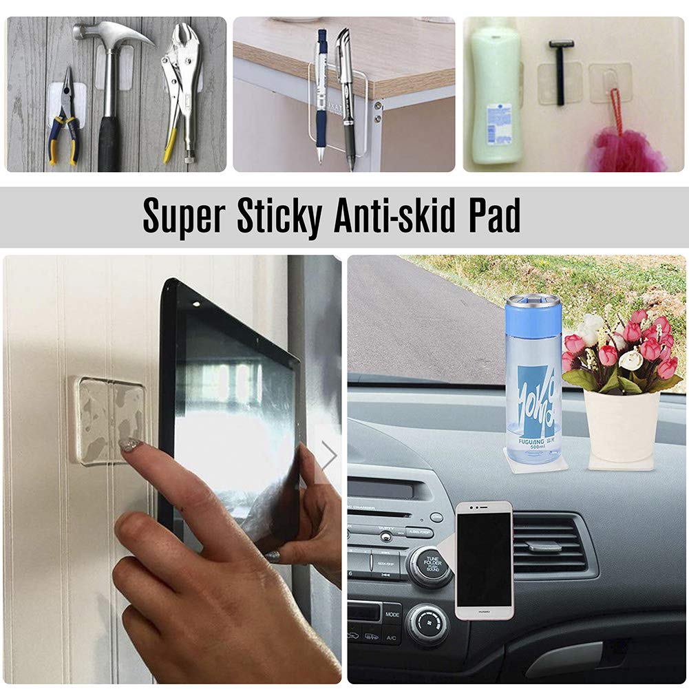 Super Sticky Silicone Gel Pads, Clear Anti Slip Pads, Reusable Non Slip Mat, Removable Gripping Pad, Cell Phone Holder for Car Dashboard Office House Glass Mirrors