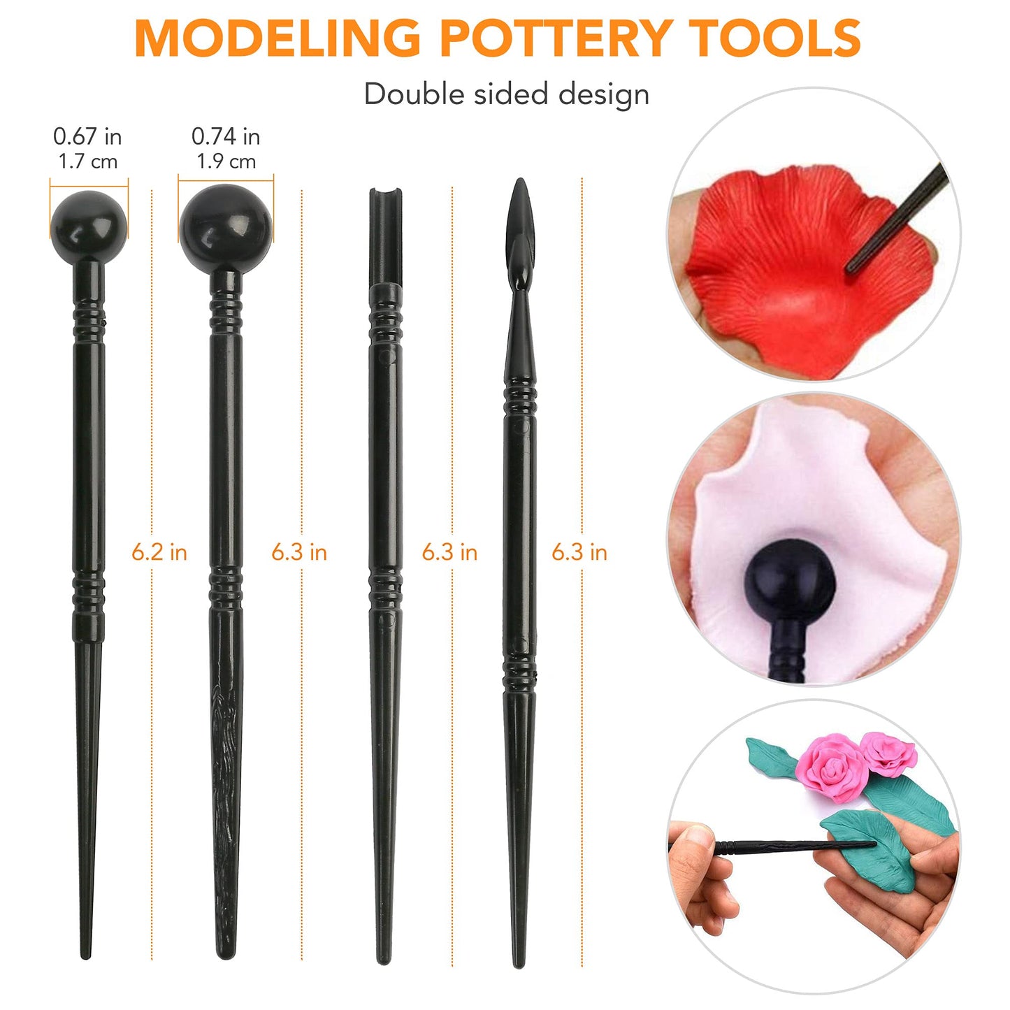 LotFancy Polymer Clay Tools, 30Pcs Modeling Clay Plastic Tools Set with Pouch, Multi-color