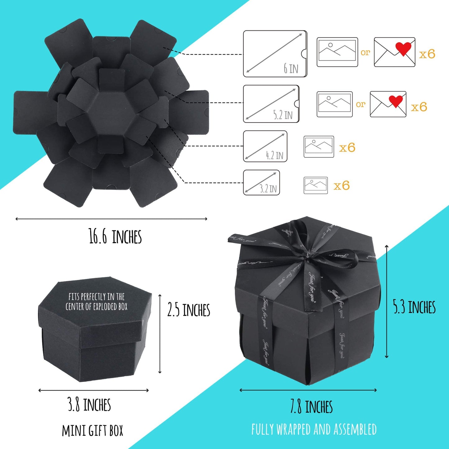 LotFancy Explosion Gift Box, DIY Surprise Photo Box, Creative Scrapbook Album, Preassembled, Love Memory Exploding Picture Box for Valentines’ Day Gift, Anniversary, Wedding, Birthday Gift