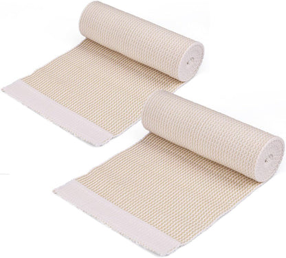 LotFancy Elastic Bandage Wrap, (6"" Wide x 15 Feet), 4 Pack Cotton Compression Bandages with Hook-and-Loop Closure