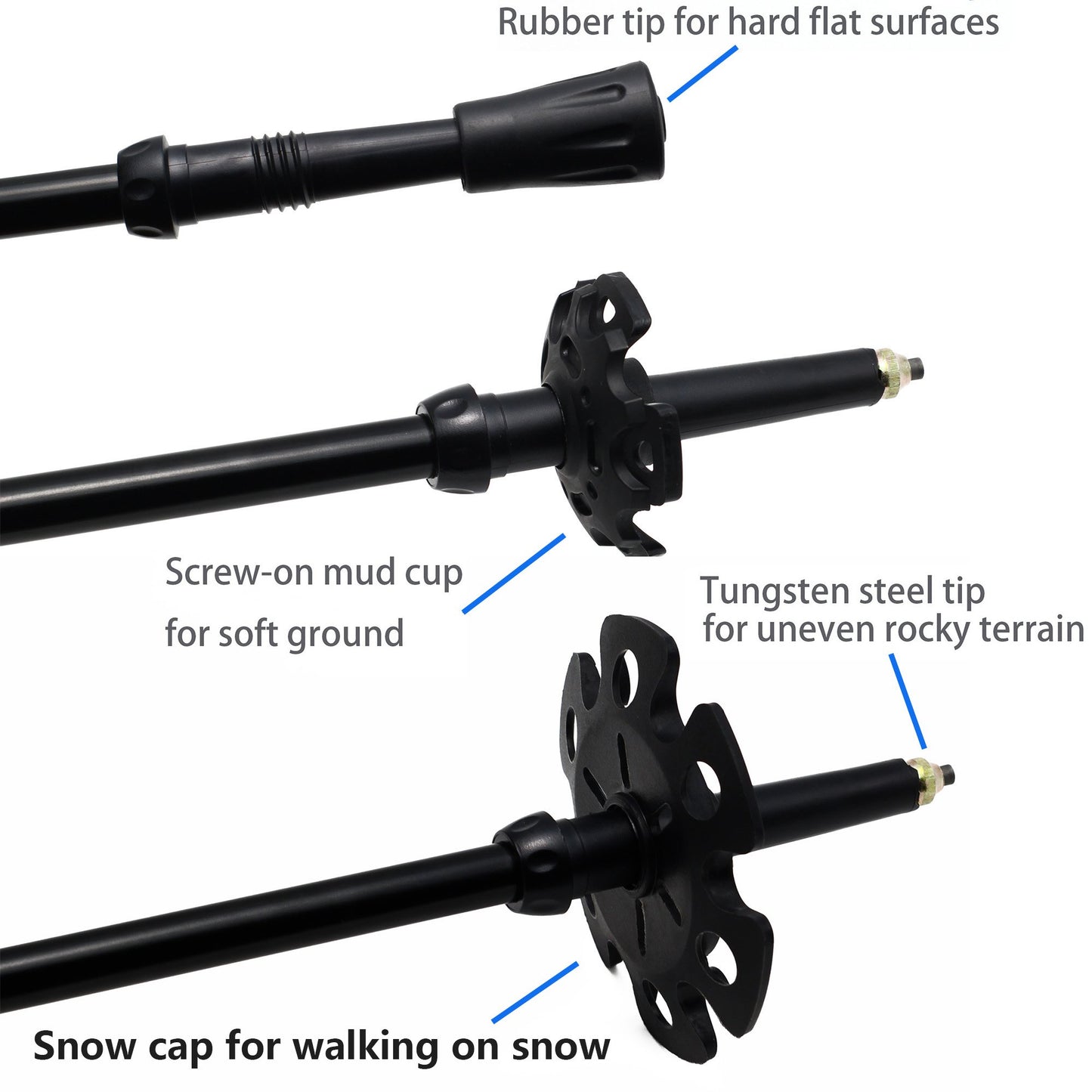 LotFancy Hiking Trekking Poles Ultralight Walking Sticks for Men Women, Tungsten Steel Spike Tip, Extra Rubber Tips Baskets Included (Pack of 2, Purple)