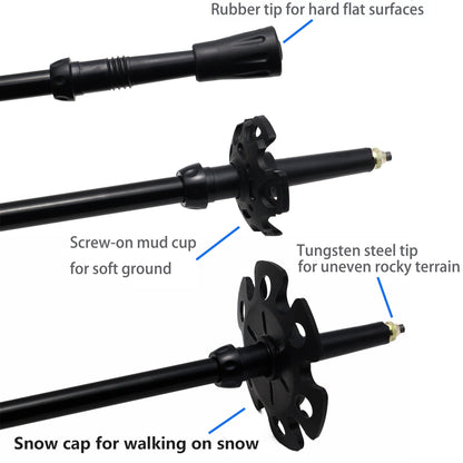 LotFancy Hiking Trekking Poles Ultralight Walking Sticks for Men Women, Tungsten Steel Spike Tip, Extra Rubber Tips Baskets Included (Pack of 2, Purple)
