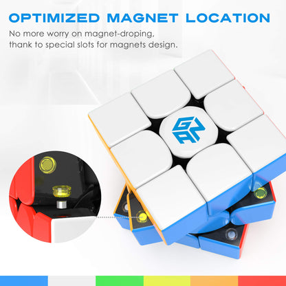 GAN 354 M V2, GAN Cube 3x3, Magnetic Speed Cube, Stickerless Magic Cube Puzzle Toy for Kids Toddlers Adults, Lite Version