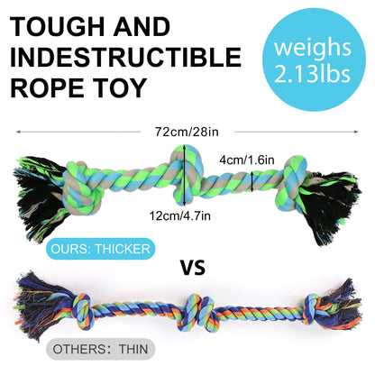 Prime Pets Dog Rope Toys for Aggressive Chewers, Indestructible Dog Chew Toys for Large and Medium Dogs, Interactive Tug of War Dog Toy for Teeth Cleaning, Squeaky Dog Ball