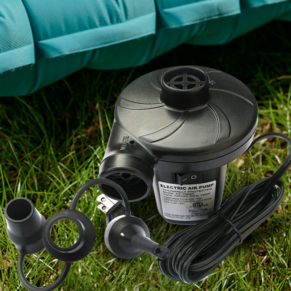 Portable Air Pump for Inflatables - LotFancy 110-120V AC Electric Air Mattress Pump, 3 Pump Nozzles, Replacement for Intex Pump 11961, 66623E