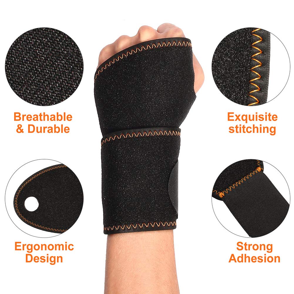 LotFancy 1 Pair Wrist Brace for Carpal Tunnel for Women Men, Wrist Support, Adjustable Wrap for Tendonitis, Arthritis, Sprained Wrist Pain Relief, Neoprene Wrist Stabilizer with Thumb Loop Design