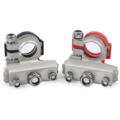 LotFancy Battery Terminal Connectors, Top Post Battery Terminals with Protective Covers, 3 Way Posts, Positive Negative for Auto Car Van Boat