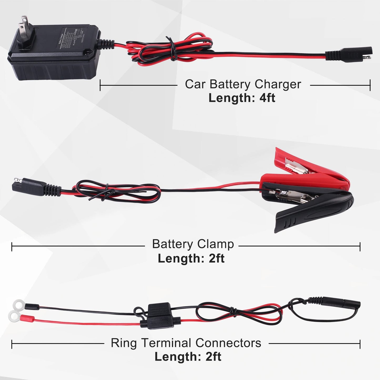 LotFancy 6V 12V 1.5A Battery Charger and Maintainer, Smart Trickle Charger for Lithium (LiFePO4), Lead Acid Battery, Automatic Float Charger for Car, Marine, Deep Cycle, AGM, Gel, SLA