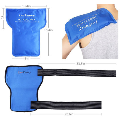 LotFancy Shoulder Ice Pack Rotator Cuff Cold Therapy, Reusable Gel Hot Cold Compression Wrap Brace for Sport Injuries, Inflammation, Tendonitis, Pain Relief, Recovery After Surgery