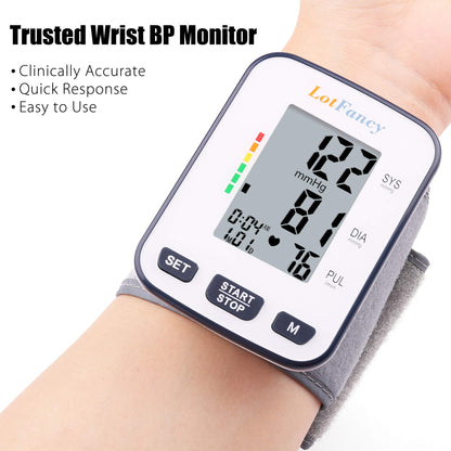 LotFancy Wrist Blood Pressure Monitor for Home Use, Blood Pressure Cuff Wrist, Automatic Wrist BP Cuff, Digital BP Machine, (5.3”-8.5”), 120 Memory, with Large LCD Display, Protective Case