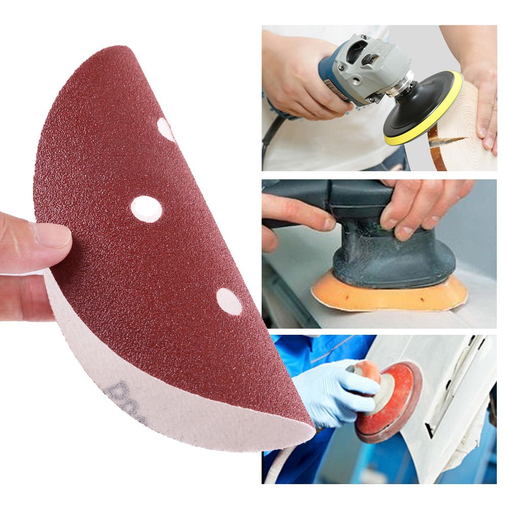 LotFancy 6" 6-Hole Sanding Discs Sandpaper Hook and Loop Pads 40/60/80/100/120/180/240/320/400/800/1000/1500/2000 Assorted Grits