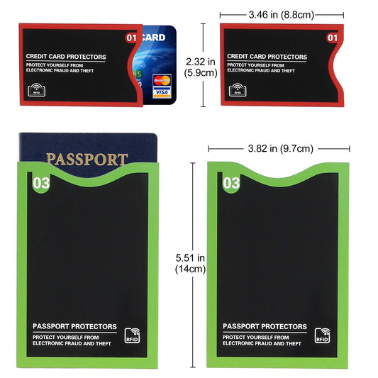 19 RFID Blocking Sleeves (14 Credit Card Protectors and 5 Passport Holders) for Identity Theft Protection