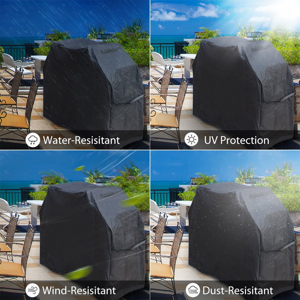 LotFancy Gas Grill Cover for Weber Holland Jenn Air Brinkmann Char Broil Kingsford Uniflame, 600D Heavy Duty (XLarge 70X24X46 inch, Black)
