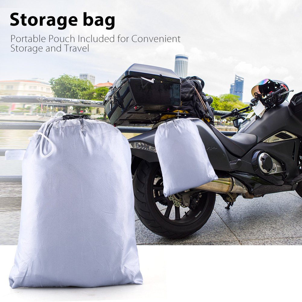 LotFancy Motorcycle Cover - All Weather Deluxe Waterproof Bike Tarp for Scooter Moped Cruiser etc.