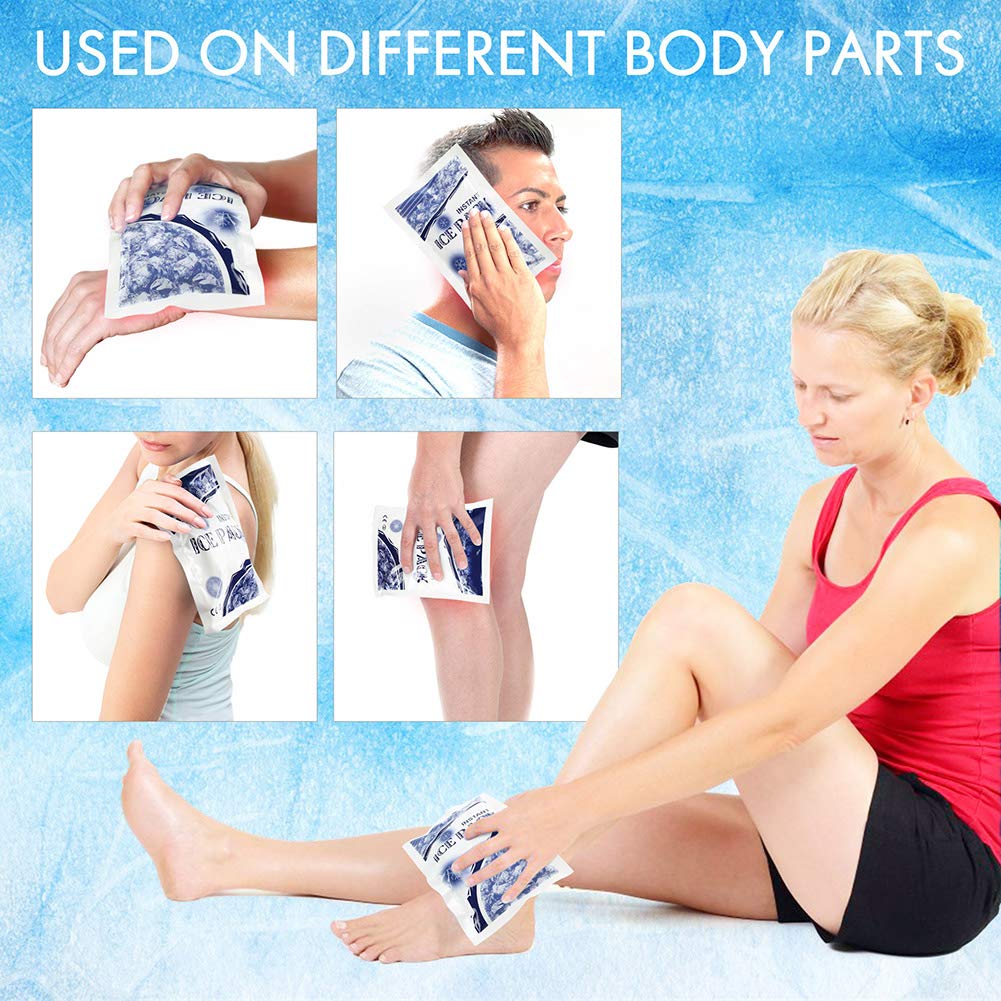 LotFancy Instant Ice Pack, 12PCS Disposable Cold Packs, Cold Therapy Compress for Emergency First Aid, Sports Injuries, Swelling, Toothaches, Sprains, 6 Small and 6 Large