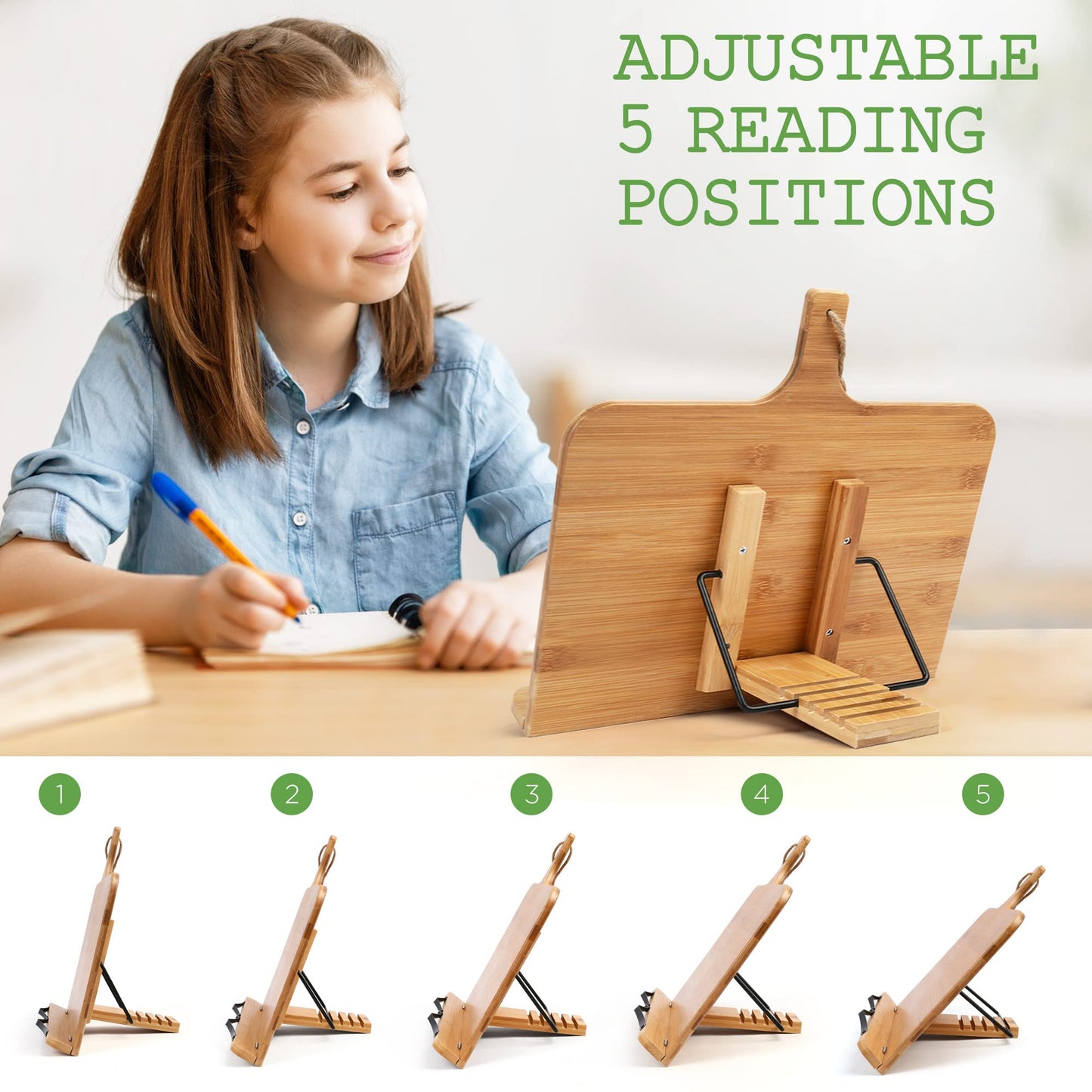 LotFancy Cookbook Stand, 13.4” x 9.5” Adjustable Foldable Book Holder