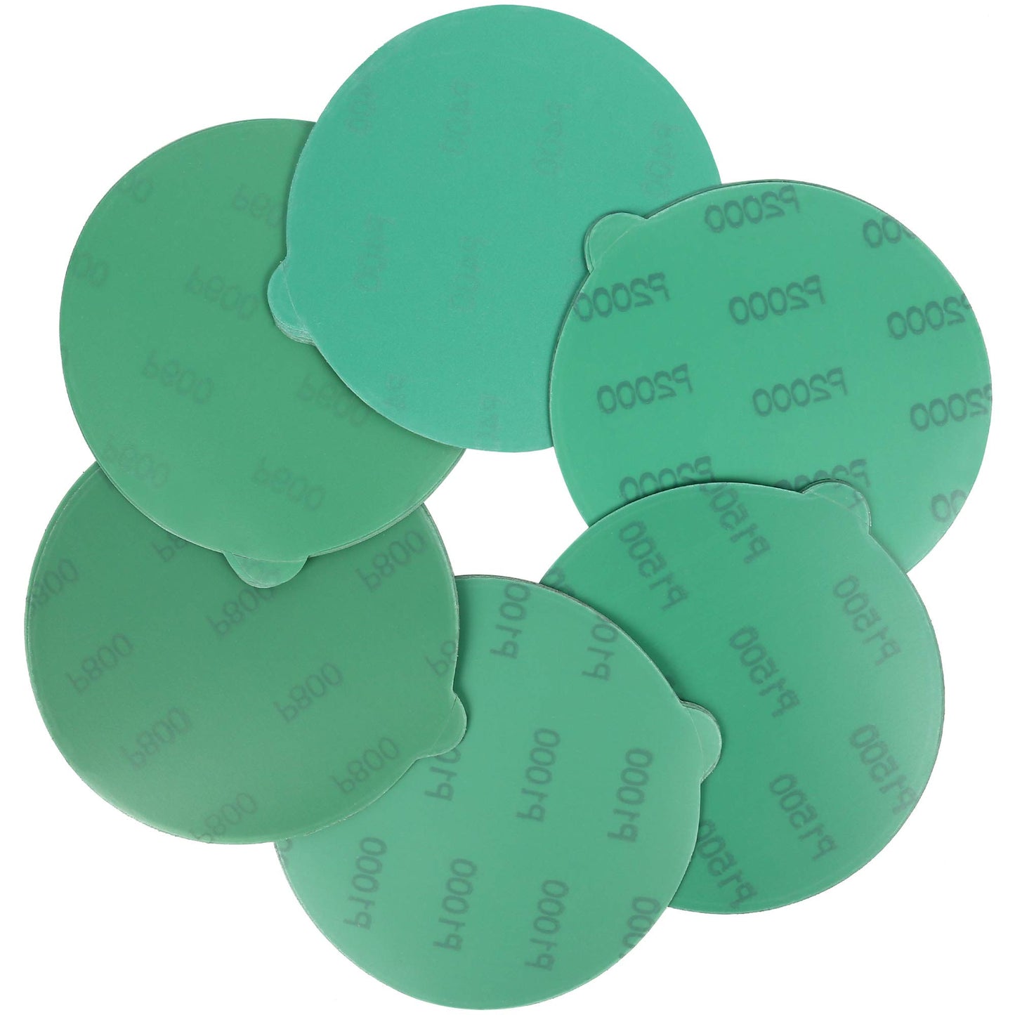 LotFancy 6-Inch PSA Sanding Discs with Tabs, Assorted Grit Wet Dry Green Film Backed Sandpaper Disc Assortment for Wood Car, Random Orbital Sander Round Sand Paper