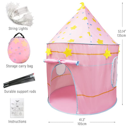 LotFancy Play Tent with Star Lights and Storage Carrying Bag, Pop Up Play Tent House for Kids Toddlers, Indoor and Outdoor Use, Foldable, Portable