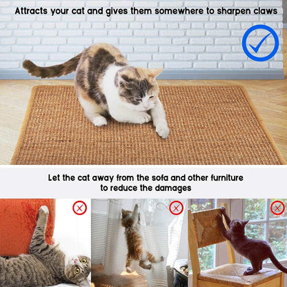 Cat Scratcher Mat, Natural Sisal Cat Scratching Carpet Pad, Floor Scratching Rug, Anti Slip Cat Scratching Mat for Cat Grinding Claws & Protecting Furniture