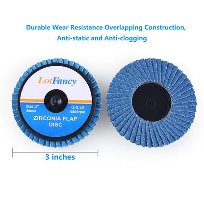 3 Inch 80 Grit Flap Disc, 10PCS Roll Lock Grinding Wheels, Sanding Disc by LotFancy, T27, High Density Zirconia Alumina Abrasive