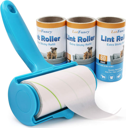 Prime Pets Lint Rollers, Extra Sticky Pet Hair Remover with 3 Refills, 180 Sheets