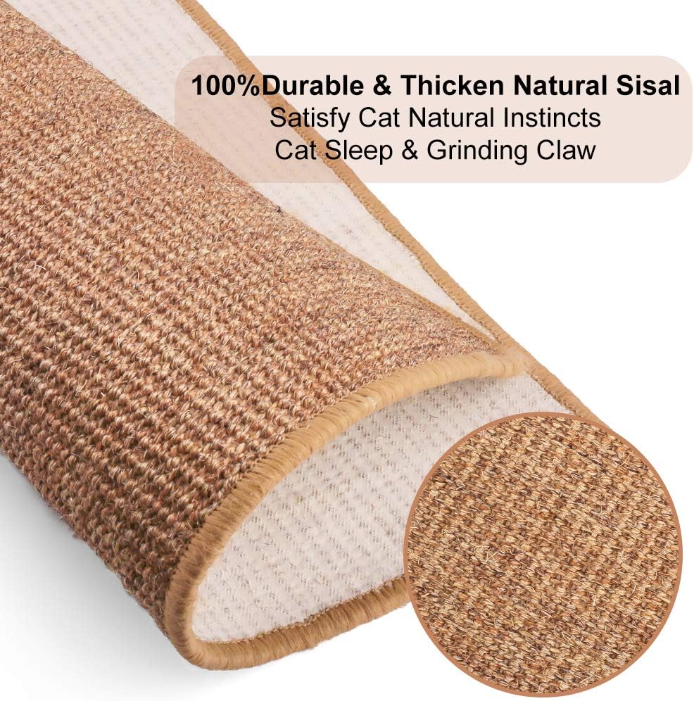 Cat Scratcher Mat, Natural Sisal Cat Scratching Carpet Pad, Floor Scratching Rug, Anti Slip Cat Scratching Mat for Cat Grinding Claws & Protecting Furniture