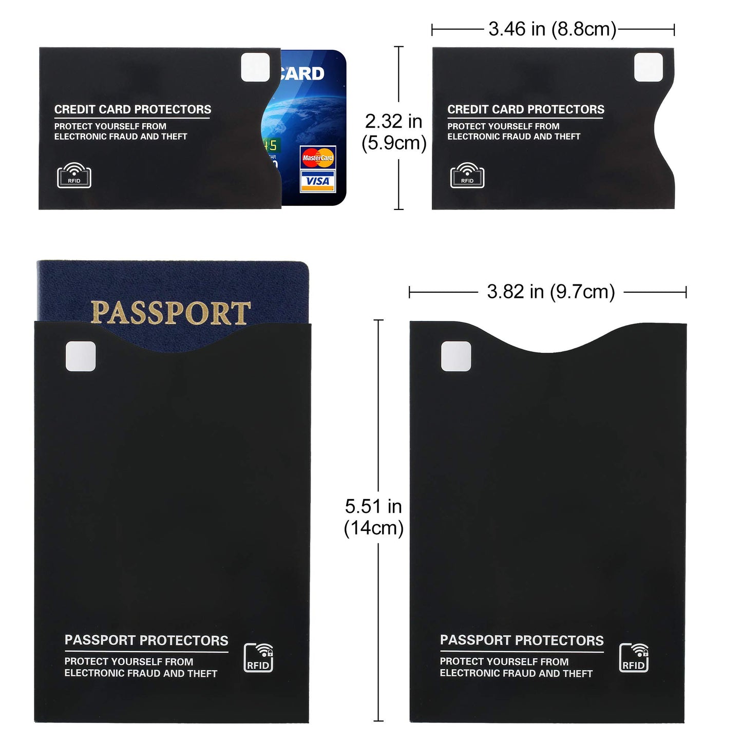 19 RFID Blocking Sleeves (14 Credit Card Protectors and 5 Passport Holders) for Identity Theft Protection