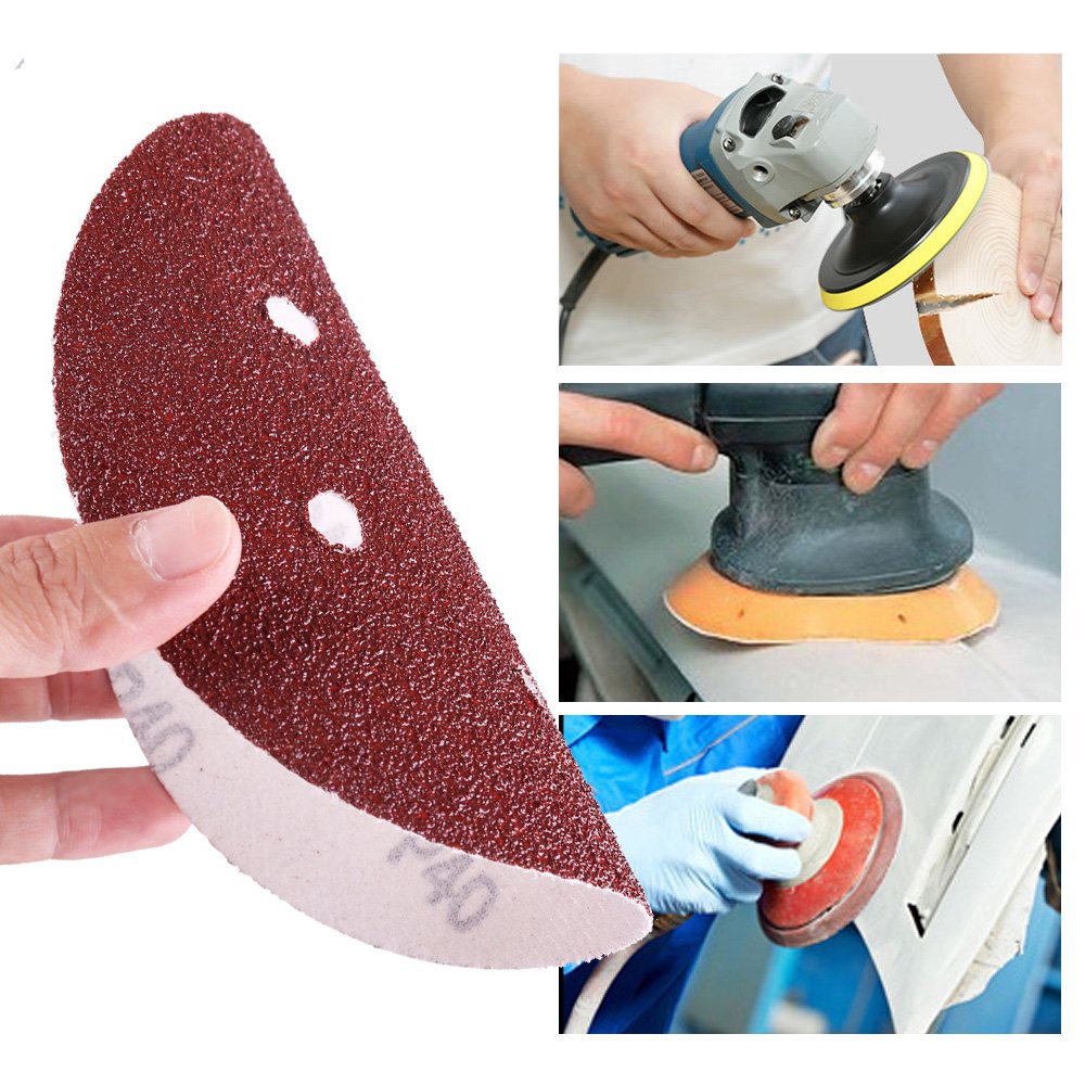 LotFancy 6" 6-Hole Sanding Discs Sandpaper Hook and Loop Pads 40/60/80/100/120/180/240/320/400/800/1000/1500/2000 Assorted Grits