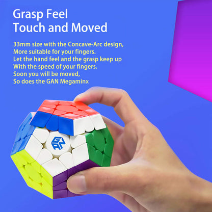 GAN Megaminx M, 3×3 Magnetic Speed Cube, Gans Megaminx M Stickerless 3 by 3 Magic Cube, Pentagonal Dodecahedron Concave Shape Puzzle Toy