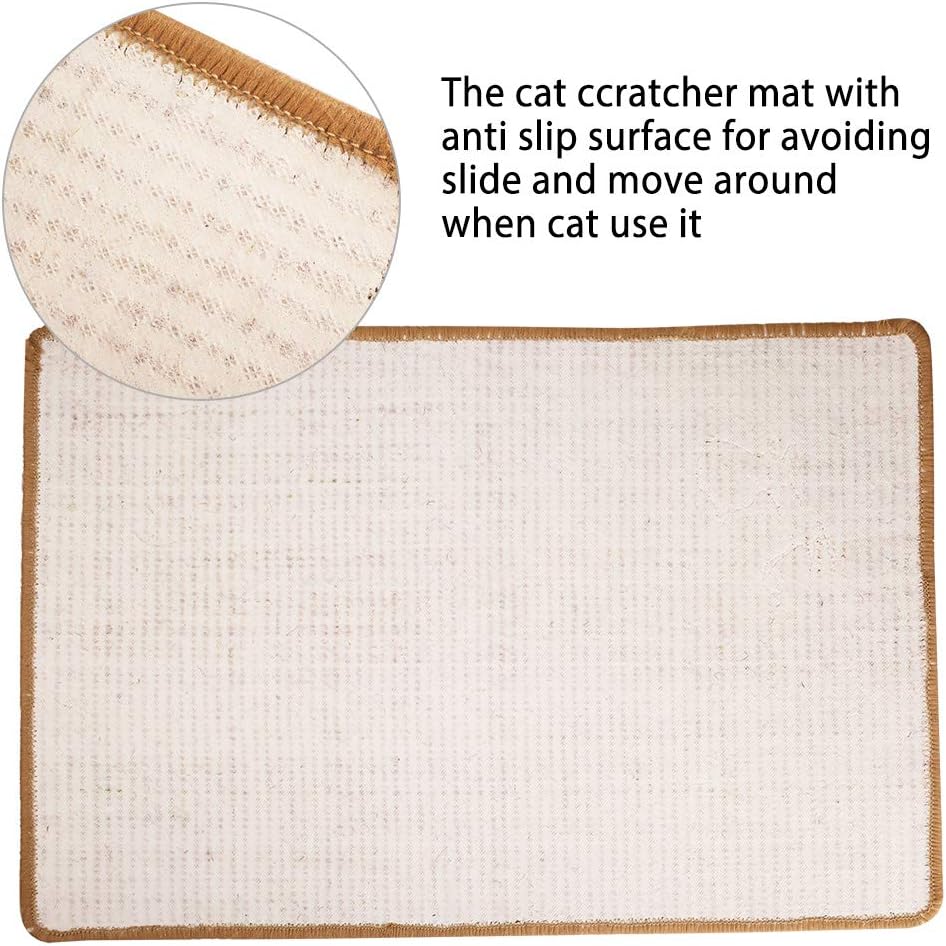 Cat Scratcher Mat, Natural Sisal Cat Scratching Carpet Pad, Floor Scratching Rug, Anti Slip Cat Scratching Mat for Cat Grinding Claws & Protecting Furniture