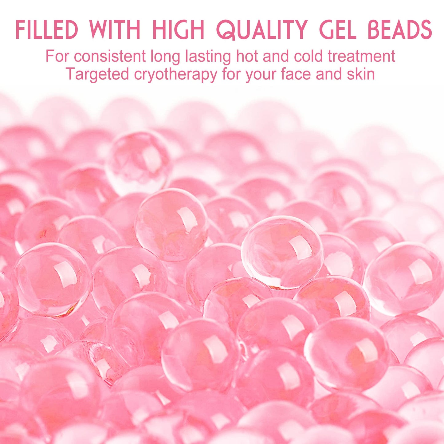 LotFancy Ice Face Mask, Gel Beads Ice Pack, Hot Cold Therapy for Full Face, Reduce Migraines, Headache, Stress, Puffy Eyes, Dark Circles, Adjustable Strap, Soft Fabric Backing, Reusable, Pink