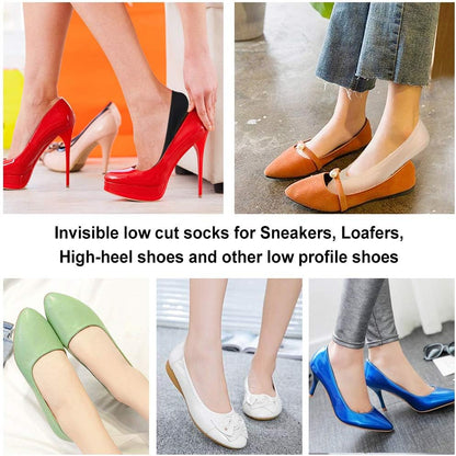 5 Pairs Women No Show Socks Nylon Ultra Thin Size 6-10 US, Low Cut Liner Socks for Heels, Loafers, Flats, Boat Shoes, Non-Slip Invisible Hidden Socks