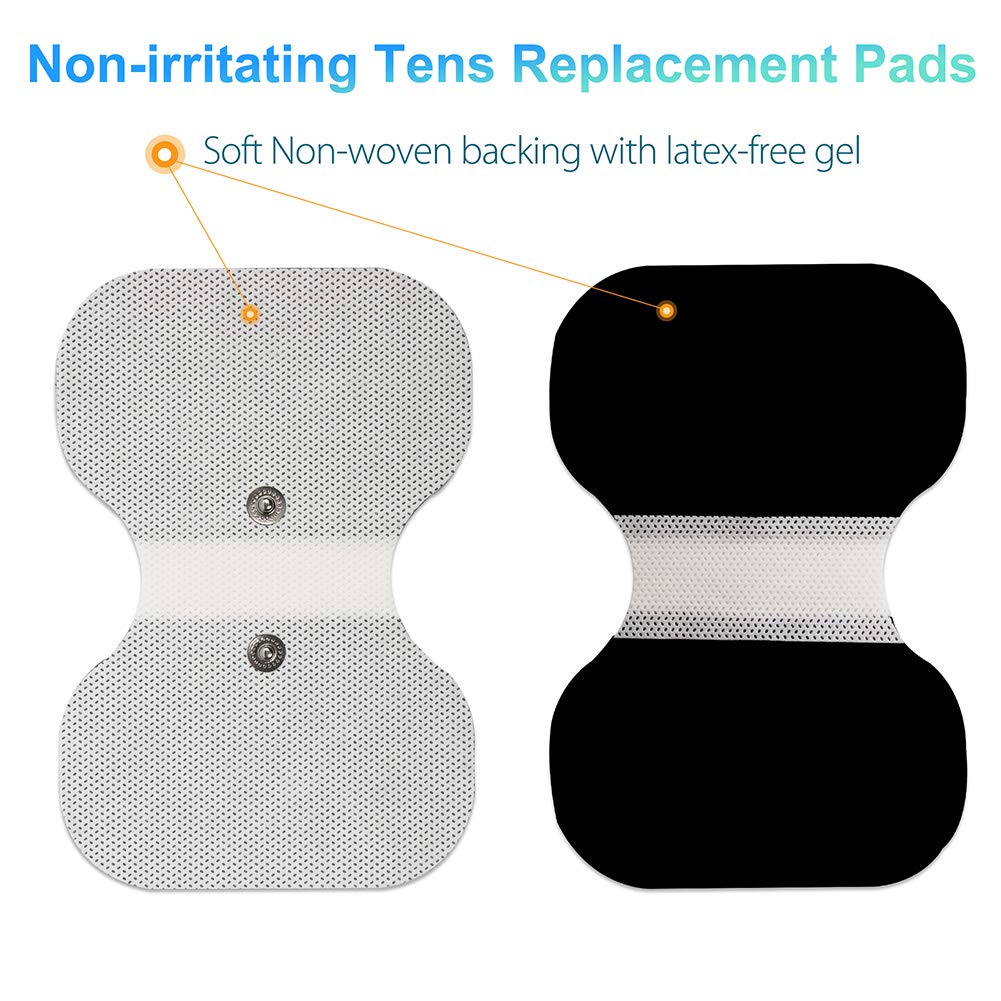 LotFancy TENS Unit Pads 4.3” X 6”, 4Pcs Snap Electrode Pads Large, Butterfly Shape, Reusable, Self-Adhesive