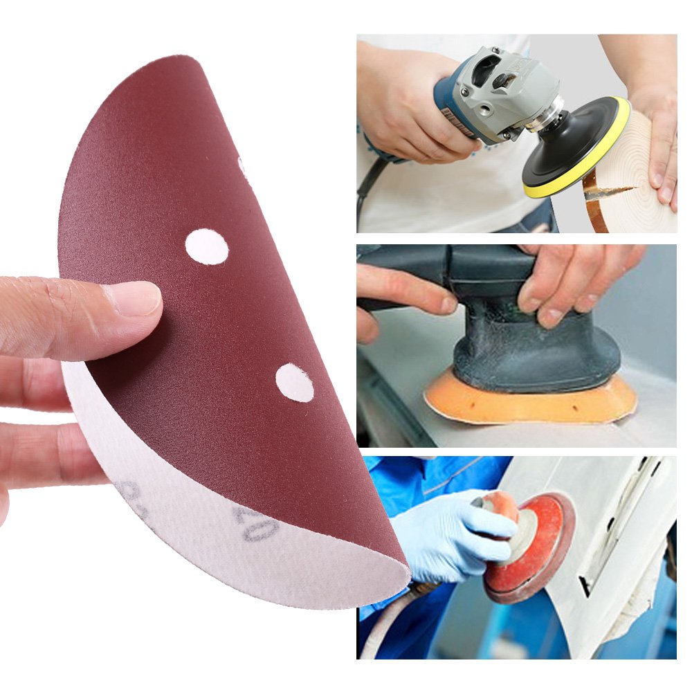 6 Inch 6 Holes 320 Grit Sanding Discs, 90PCS Hook and Loop Sandpaper, Random Orbital Sander Paper by LotFancy