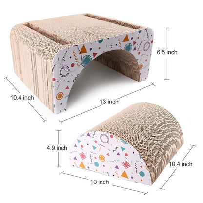 Prime Pets Cat Scratcher Cardboard Lounge, Removable Cat Scratching Couch with Catnip and Ball Toys, Reversible Corrugated Cat Scratch Board Sofa Bed for Cats Kitty Kitten