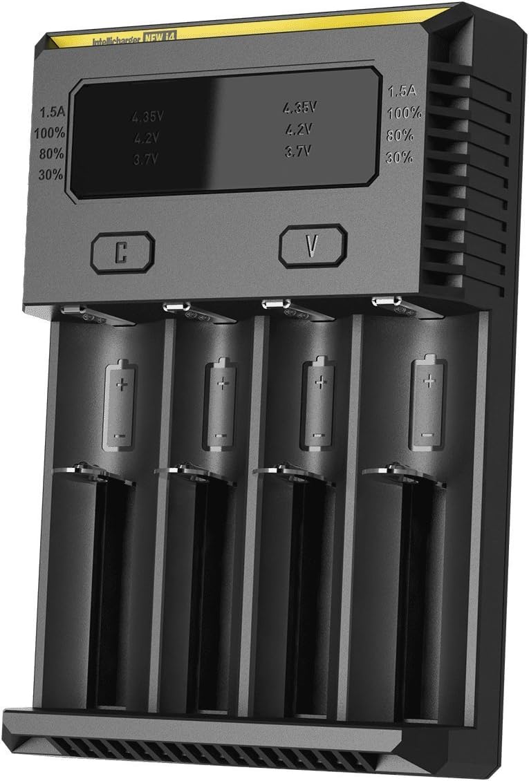 LotFancy D4 Charger with Integrated LCD Panel Clearly Displays for Li-ion Ni-MH and Ni-Cd Rechargeable Batteries